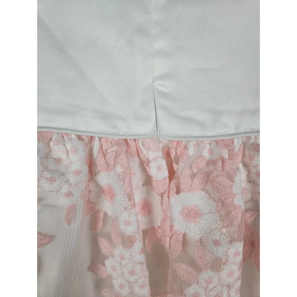 American Princess Girls Pink White Floral Lace Pearl Waist‎ Party Dress Size 5